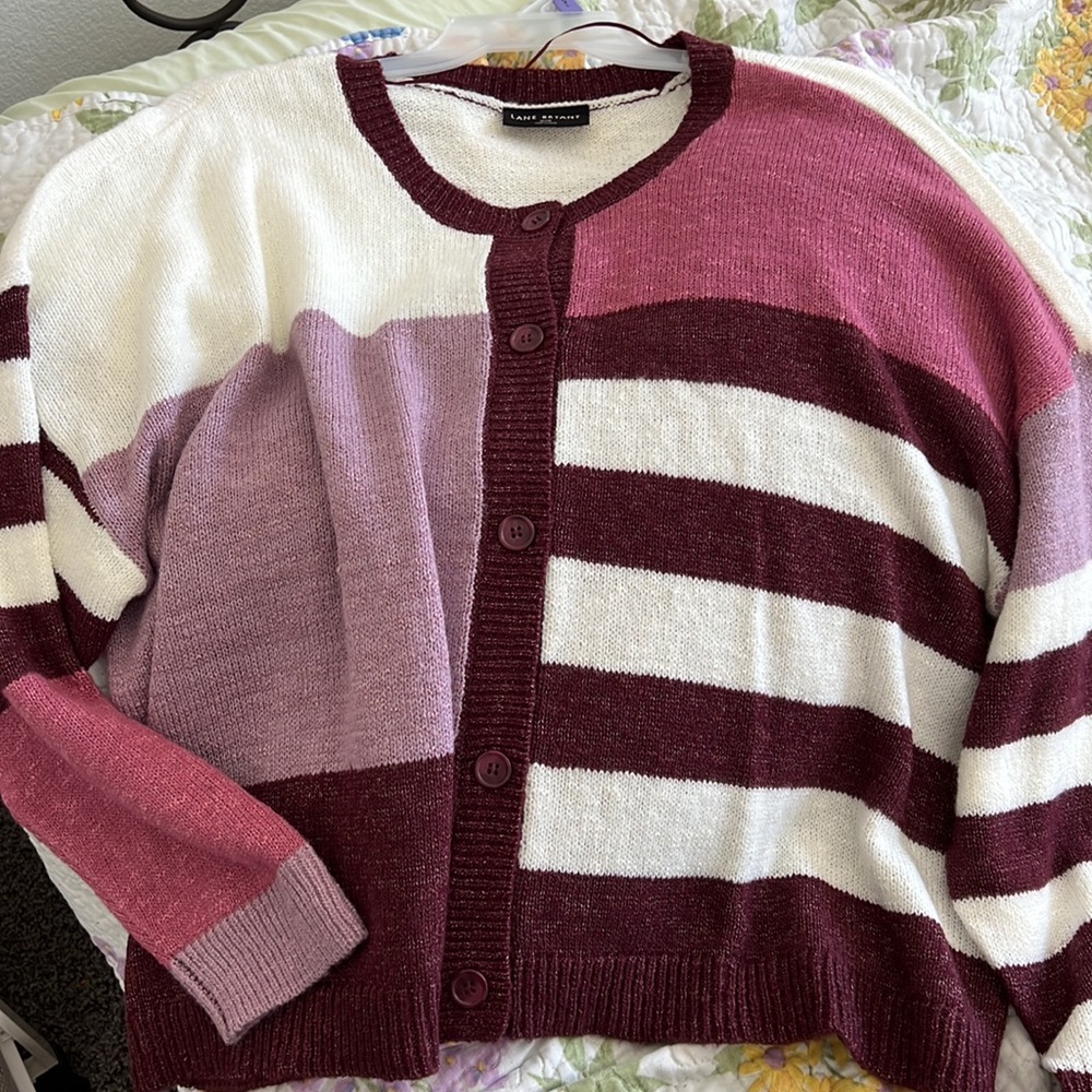 Lane Bryant Striped Cardigan
